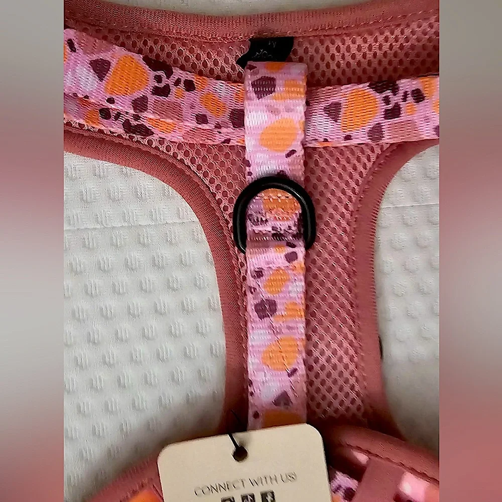 Size SMALL Sassy Woof Pink Mosaic Dog Harness, Collar & Leash Set